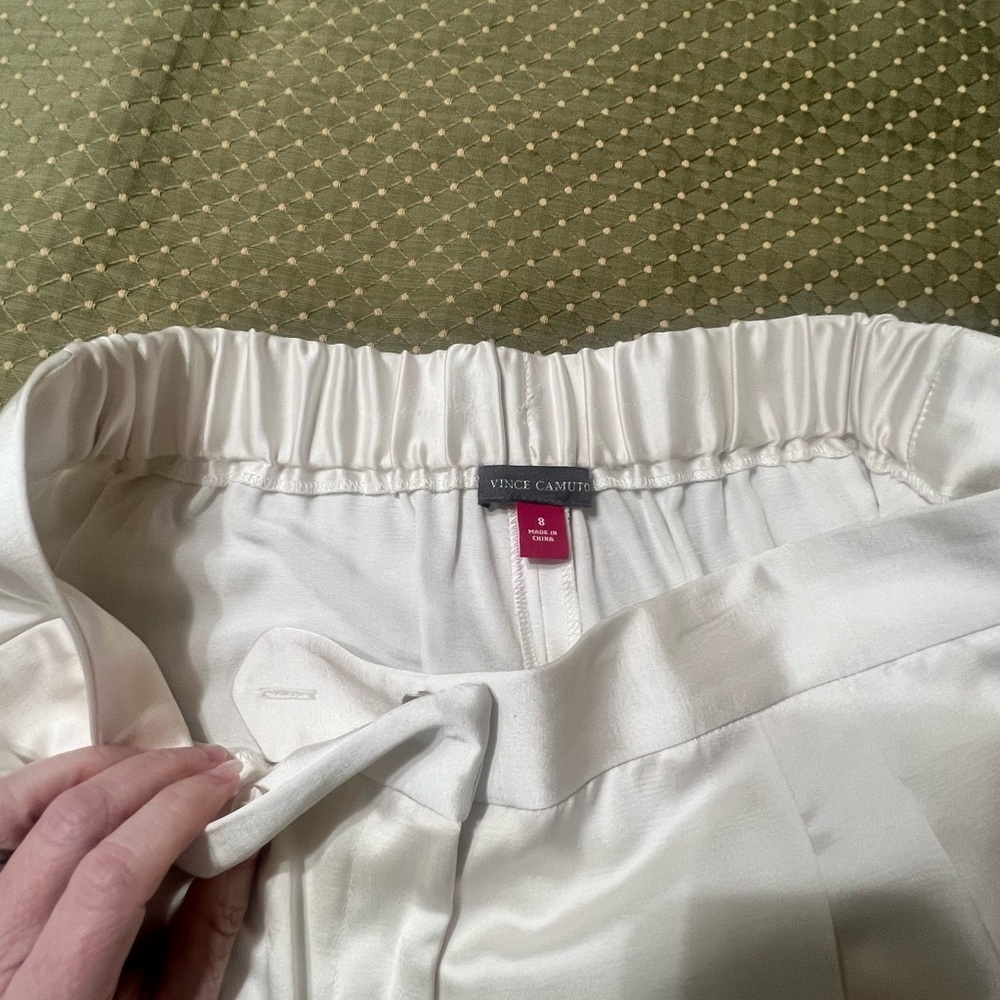 Vince Camuto Womens Pleated-Waist Casual Wide Leg Pants, Pearl Ivory, Size 8 - Picture 8 of 13